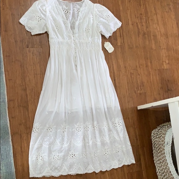 NEW Altar’d State Coralie Midi Dress Eyelet Lace - Picture 4 of 7